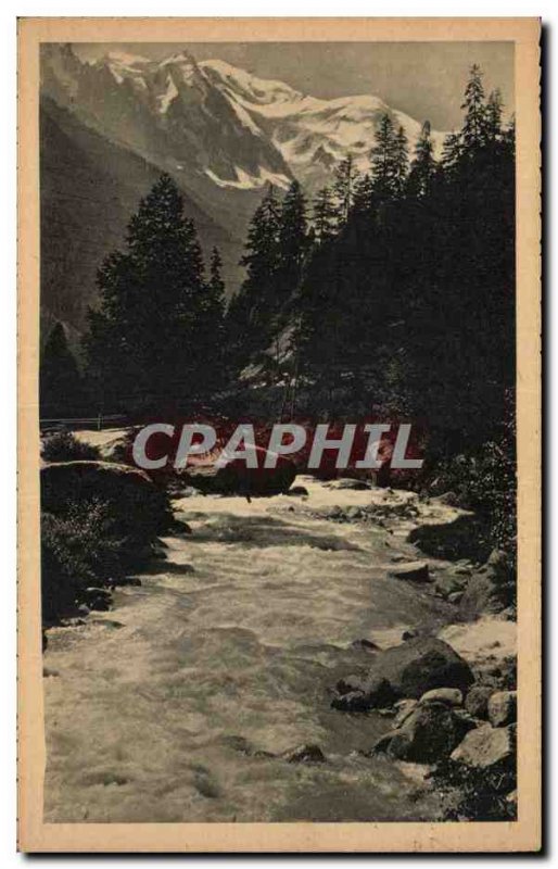 Old Postcard Argentiere L & # 39arve and Mont Blanc