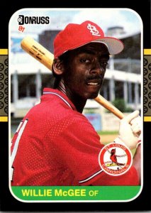 1987 DONRUSS Baseball Card Willie McGee OF St Louis Cardinals sun0588