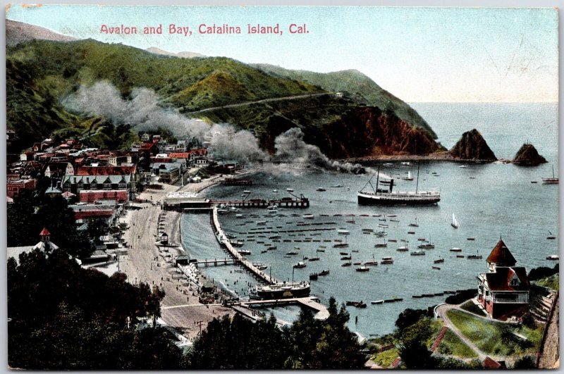 1909 Avalon And Bay Catalina Island California CA Mountain Beach Posted Postcard