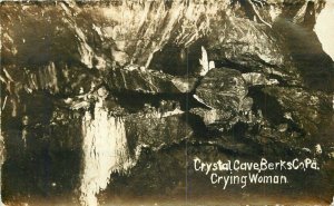 Berk's County Pennsylvania Crying Woman Crystal Cave RPPC Photo Postcard 20-7574