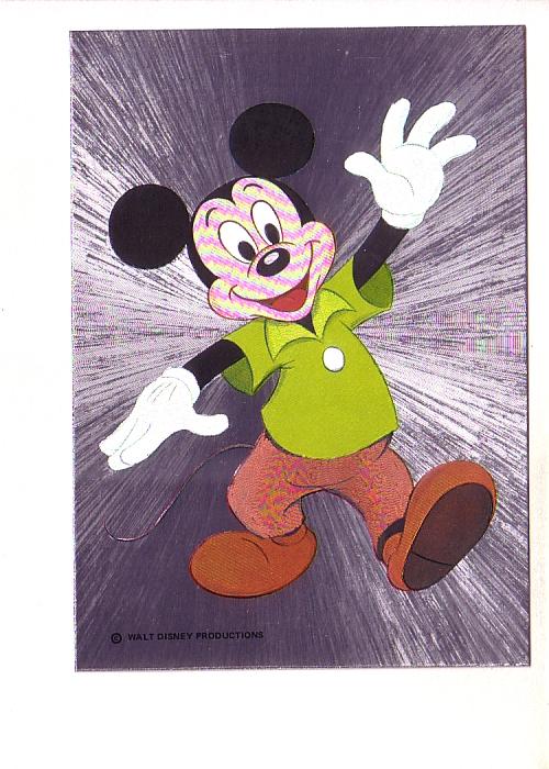 Mickey Mouse, Yellow Shirt, Silver Foil Disney Cartoon Postcard, Dufex,