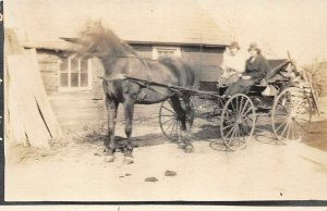 H82/ Interesting RPPC Postcard c1910 Horse-Drawn Buggy Wagon 10