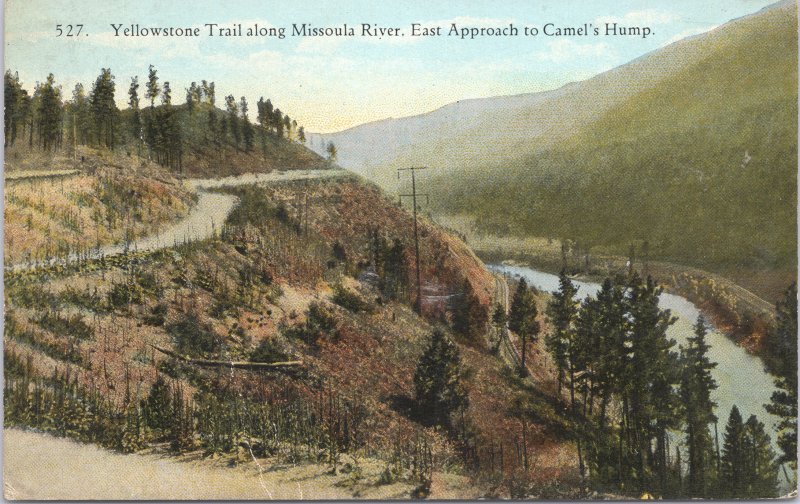 Yellowstone Trail along Missoula River, East approach to Camel's Hump-1930
