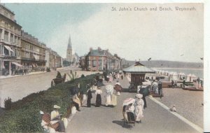 Dorset Postcard - St John's Church and Beach - Weymouth - Ref 5608A