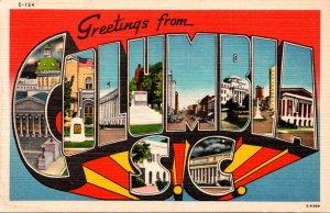 South Carolina Greetings From Camden Large Letter Linen