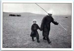 Postcard - Mongolian Father and Son - China 