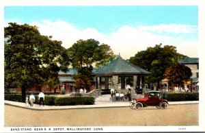 Connecticut Wallingford The Band Stand Near Railroad Depot Curteich