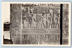 Egypt Postcard View of Wall Temple Reliefs c1940's Unposted Vintage RPPC Photo