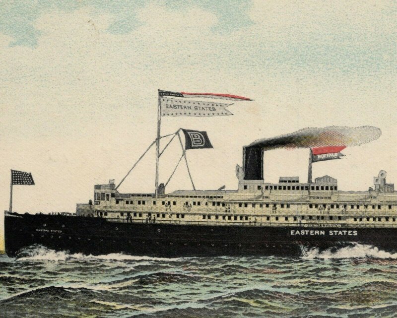 c.1910 Eastern States Steamship Postcard Detroit MI Cruise Passenger Ship