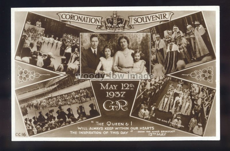 r3587 - George VI & Elizabeth, multiview Coronation Souvenir, No.CC16  postcard