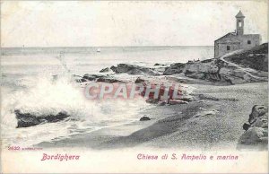 Old Postcard Bordighera Chiesa di S. Ampelio e marina