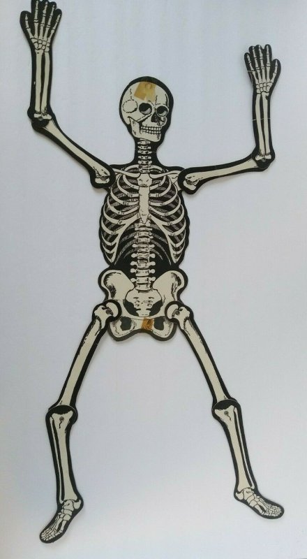 Halloween Large Jointed Skeleton Diecut Wall Display Vintage Luhrs 23 Tall 