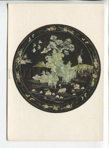 454225 1957 Vietnam exhibition Moscow lacquered box lid w/ mother-of-pearl inlay