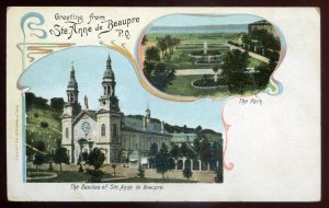 h2341 - STE. ANNE DE BEAUPRE Quebec Postcard 1910s Basilica & Park by Pinkau