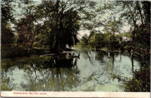 Postcard MD Cumberland The Island fishing in rowboat in river
