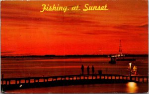 Fishing At Sunset At Laguna Madre Padre Island Texas 1969