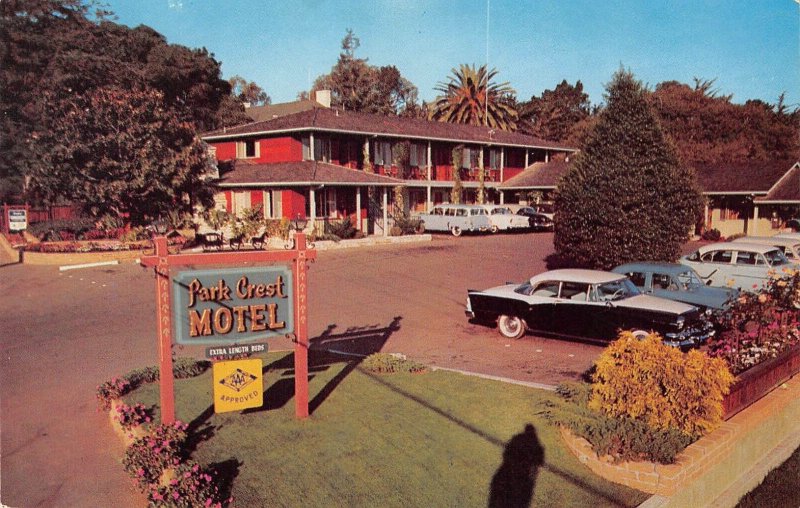 Monterey, California PARK CREST MOTEL Roadside Vintage Postcard 1950s Cars