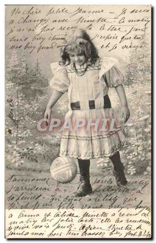 Old Postcard Fun Children Soccer Ball