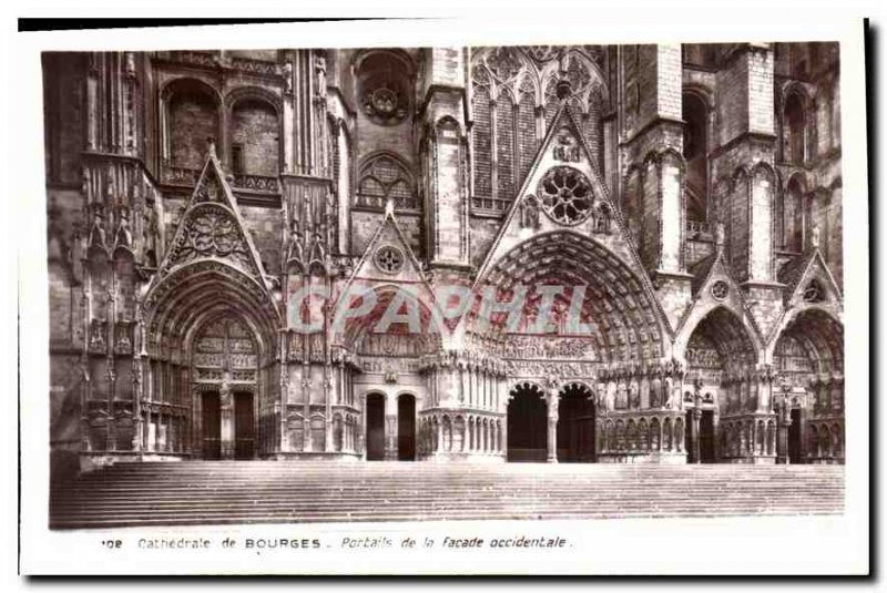 Postcard Old Cathedral of Bourges portal of the western fa?ade