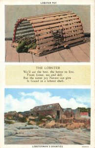 C.1915-30 Lobster Pot, Lobsterman's Shanties Postcard