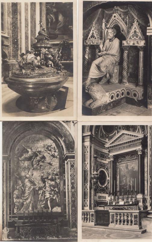 Rome Attila Bassorilievo Font Battesimale Statue of San Pietro 4x Old Postcard s