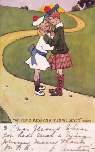 Burns Scottish Kissing Fond Kiss Then We Sever Comic Poet Old Postcard