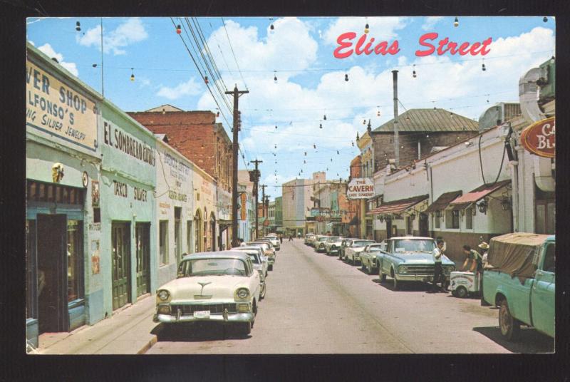 NOGALES SONORA MEXICO DOWNTOWN STREET SCENE 1950's CARS VINTAGE POSTCARD