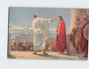 Postcard Jesus vor Pilatus, Die heilige Schrift