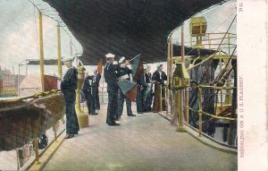 US Navy, Flag Signalling on Deck of Ship, Sailors, Semaphore, Pre-1907 Military