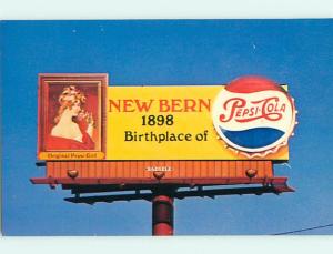 Unused Pre-1980 ORIGINAL 1898 PEPSI COLA GIRL ON BILLBOARD New Bern NC v3589@