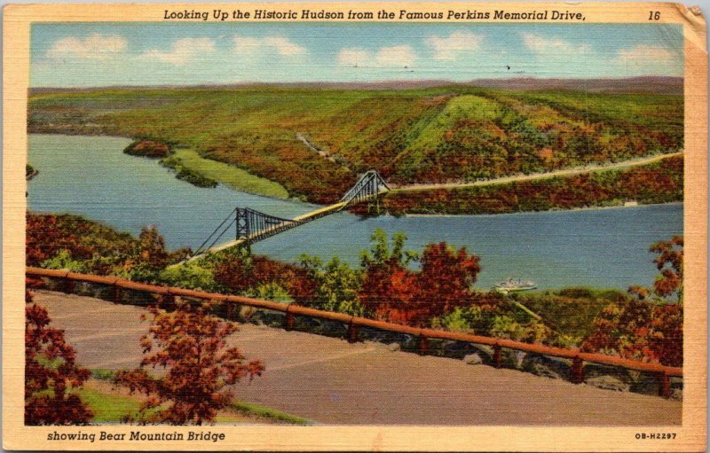 New York Looking Up The Hudson From Perkins Memorial Drive 1944 Curteich