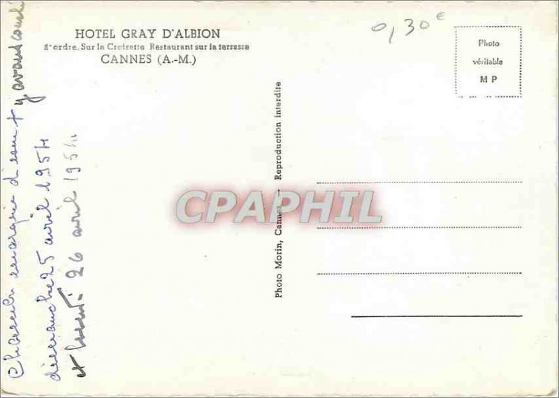 'Postcard Modern Hotel Gray d''Albion Cannes AM'