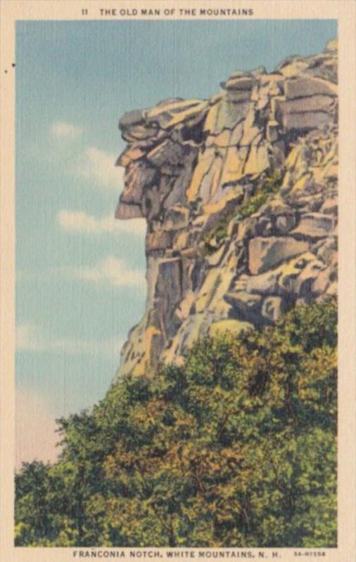 New Hampshire Franconia Notch The Old Man Of The Mountains 1938 Curteich