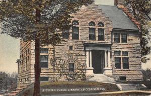 Leicester Massachusetts Leicester Public Library Antique Postcard J56983