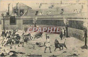 Old Postcard J L Gerome Rentree of Felines in the Circus Lion Tiger