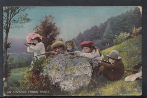 Children Postcard - Playing -An Advance Firing Party - When All Is Young T9975