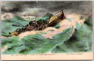 Le Havre Canot De Sauvetage En Peril Life Boat In Danger Postcard