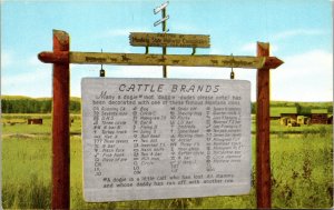 Cattle Brands Sign MT Highway Commission Montana Postcard UNP