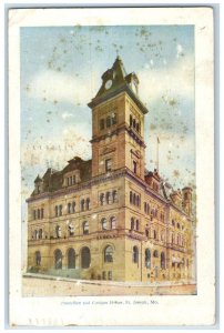 1910 Post Office Exterior Building Custom House St. Joseph Missouri MO Postcard