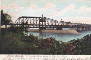 Illinois Rock Island Goverurnent Bridge Across The Mississippi River