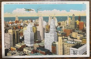 Vintage Postcard 1942 Aerial View of Lake Michigan & Chicago, Illinois (IL)