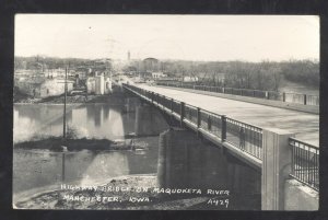 RPPC MANCHESTER IOWA MAQUOKETA RIVER BRIDGE VINTAGE REAL PHOTO POSTCARD