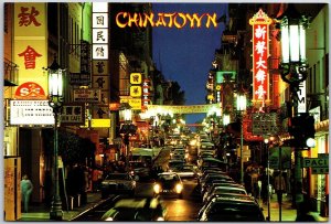 Grant Avenue Chinatown San Francisco California Main Artery Street View Postcard