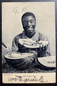 1907 Boston MA USA RPPC Postcard Cover Black Americana Notting Better Watermelon