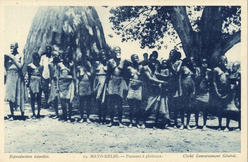 chad tchad, MAYO-KEBBI, Femmes à Plateaux, Saucerlips Lip Plate (1920s) Postcard