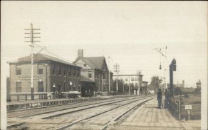 Belle Plaine IA RR Train Station Depot c1905 Real Photo Postcard