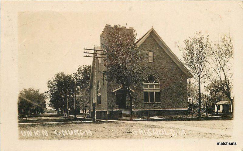 c1910 GRISWOLD IOWA Union Church RPPC Real Photo postcard 5502