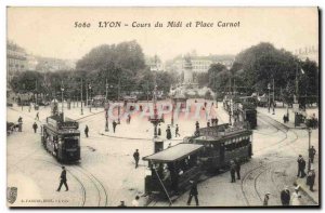 Postcard Old Tram Train Lyon Cours du Midi and Place Carnot