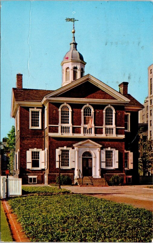 Carpenters Hall Philadelphia PA Pennsylvania Postcard PM Cancel WOB Note VTG 