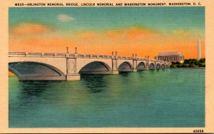 Washington D C Arlington Memorial Bridge Lincoln Memorial and Washington Monu...